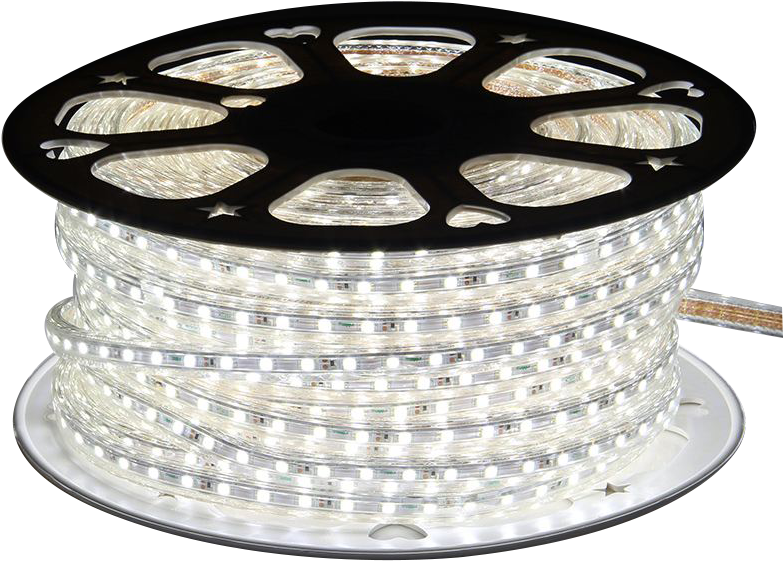 LED條燈卷軸 壁紙 — 一捲明亮的白色LED燈帶在黑色背景上發光。