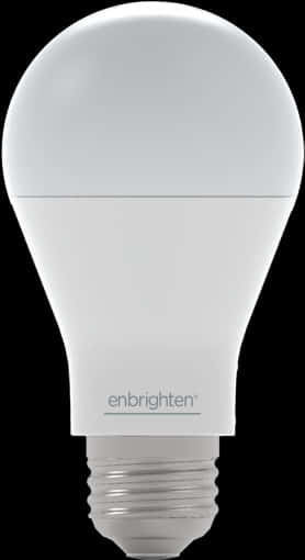 LED燈泡產品圖 壁紙 — 一個帶有 'enbrighten' 品牌的時尚白色 LED 燈泡，孤立地立在純黑色背景上。