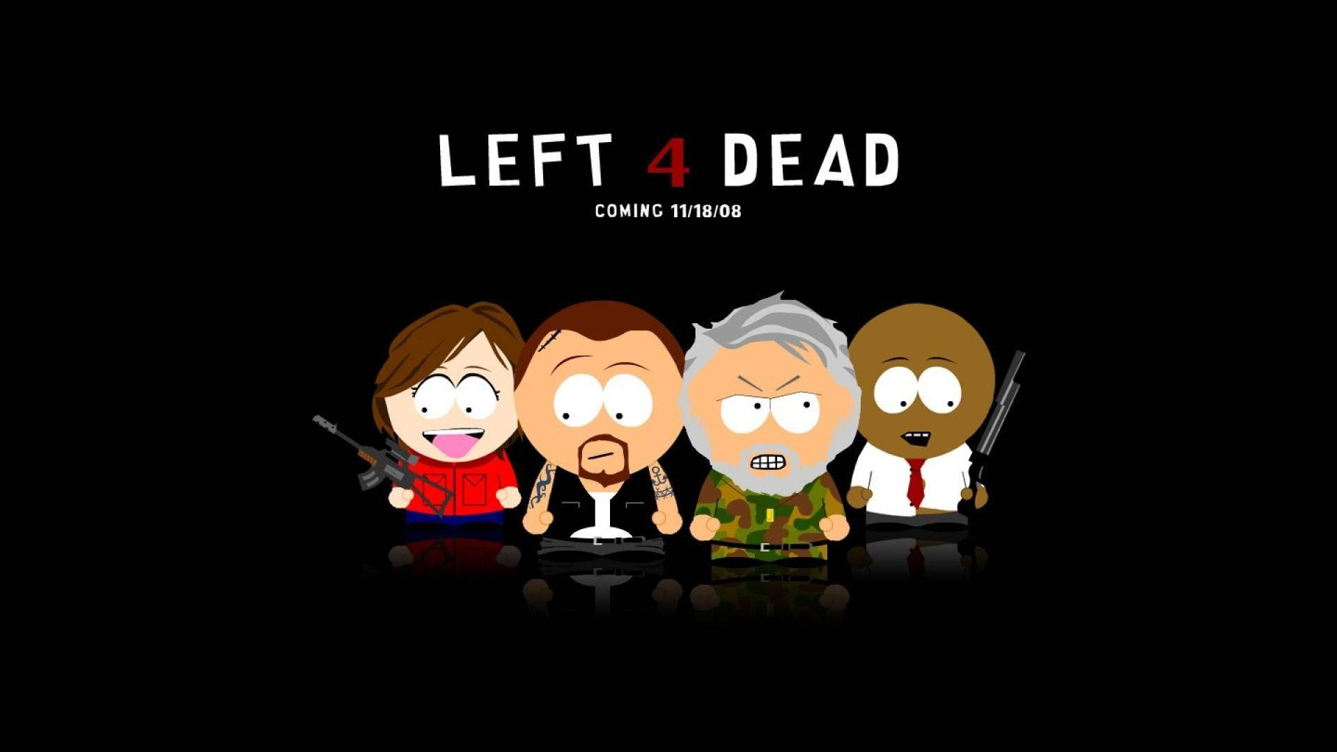 四個南方公園角色為 Left 4 Dead 電子遊戲持槍。