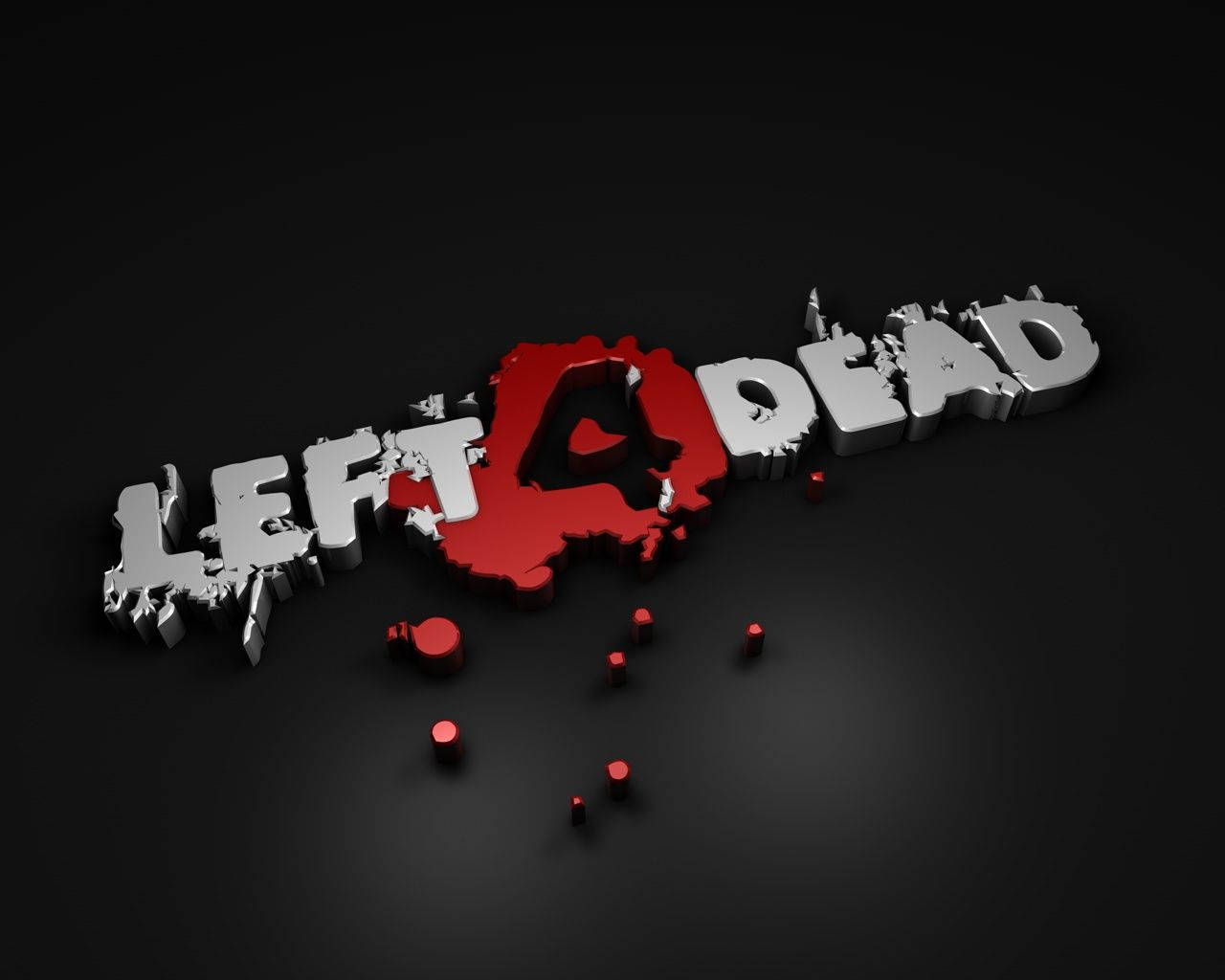Left 4 Dead 遊戲標誌，在黑暗表面上帶有紅色血濺和滴落