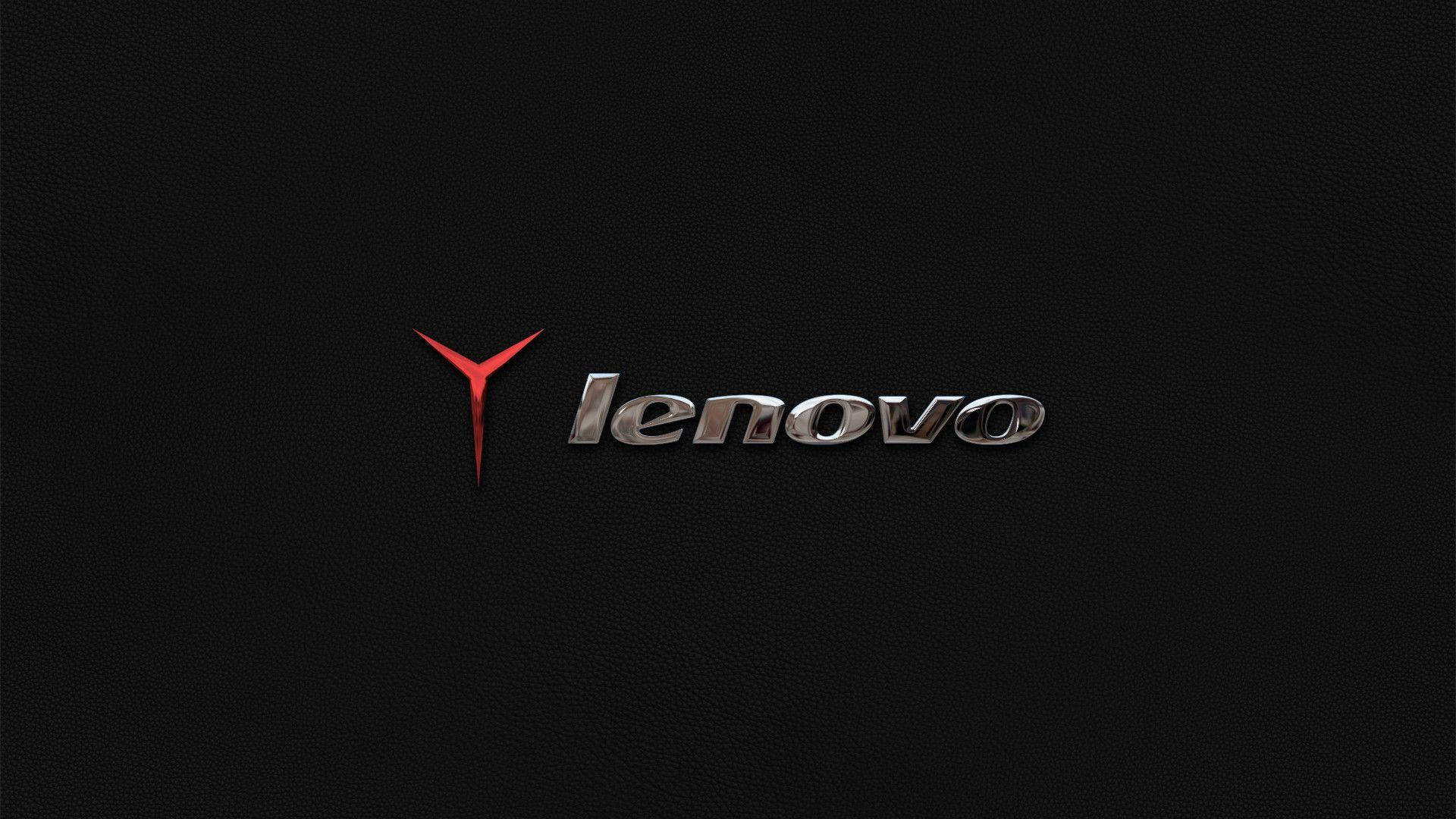 Lenovo標誌帶紅色Y符號，黑色紋理背景