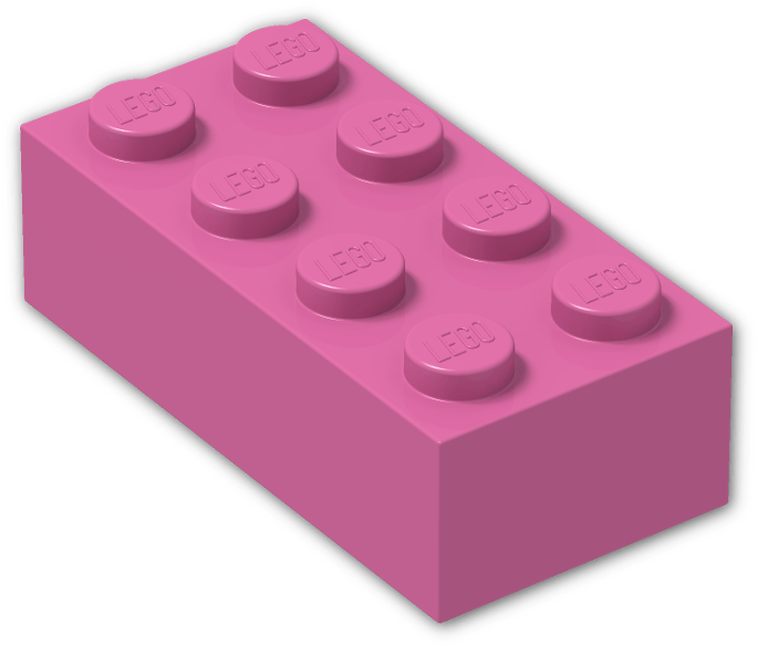 粉紅色 LEGO 砖塊 壁紙 — 一個粉紅色嘅LEGO磚，有八個凸點，孤立喺純黑色背景上。