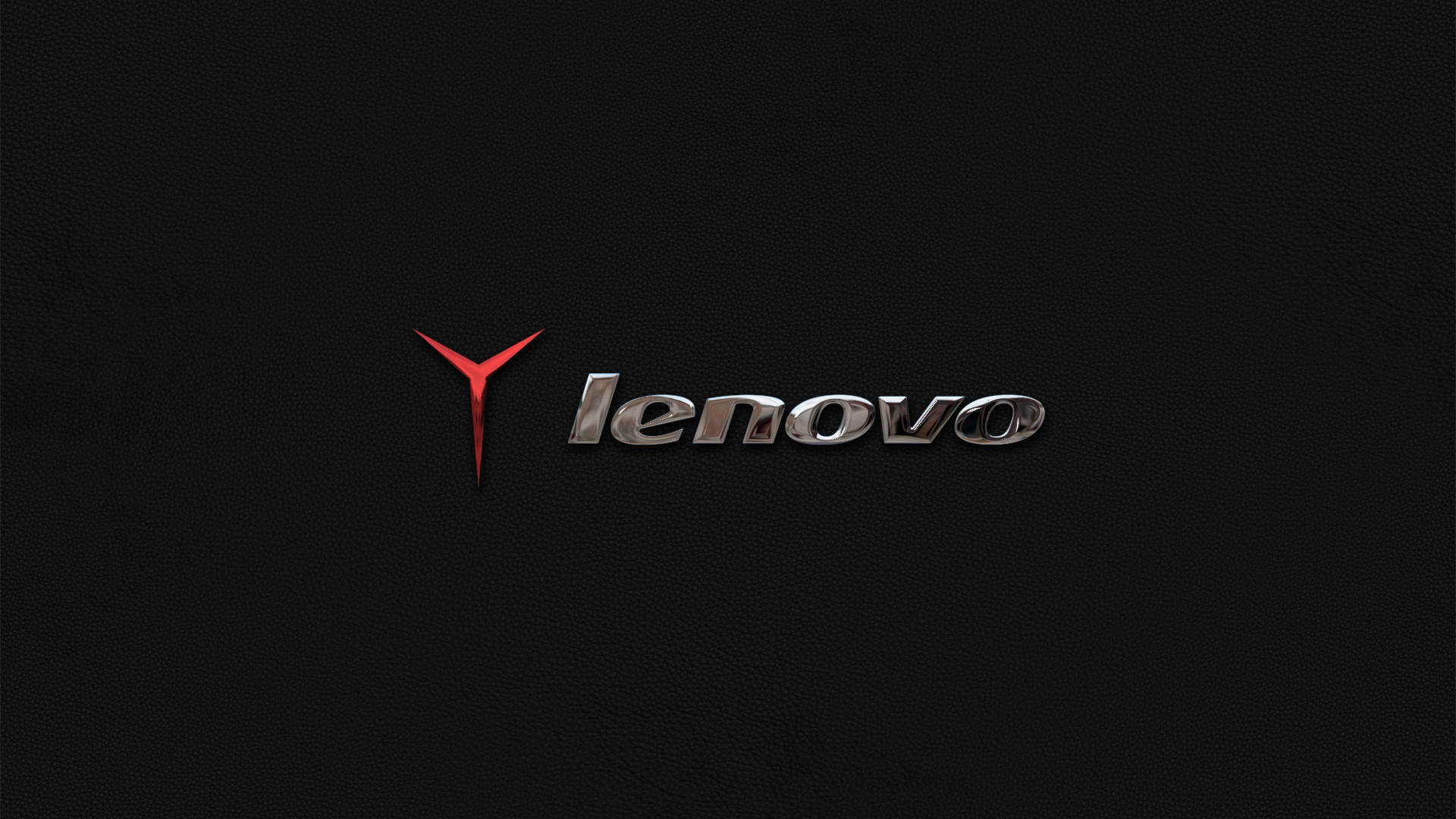 Lenovo標誌，紅色Y符號在黑色皮革背景上