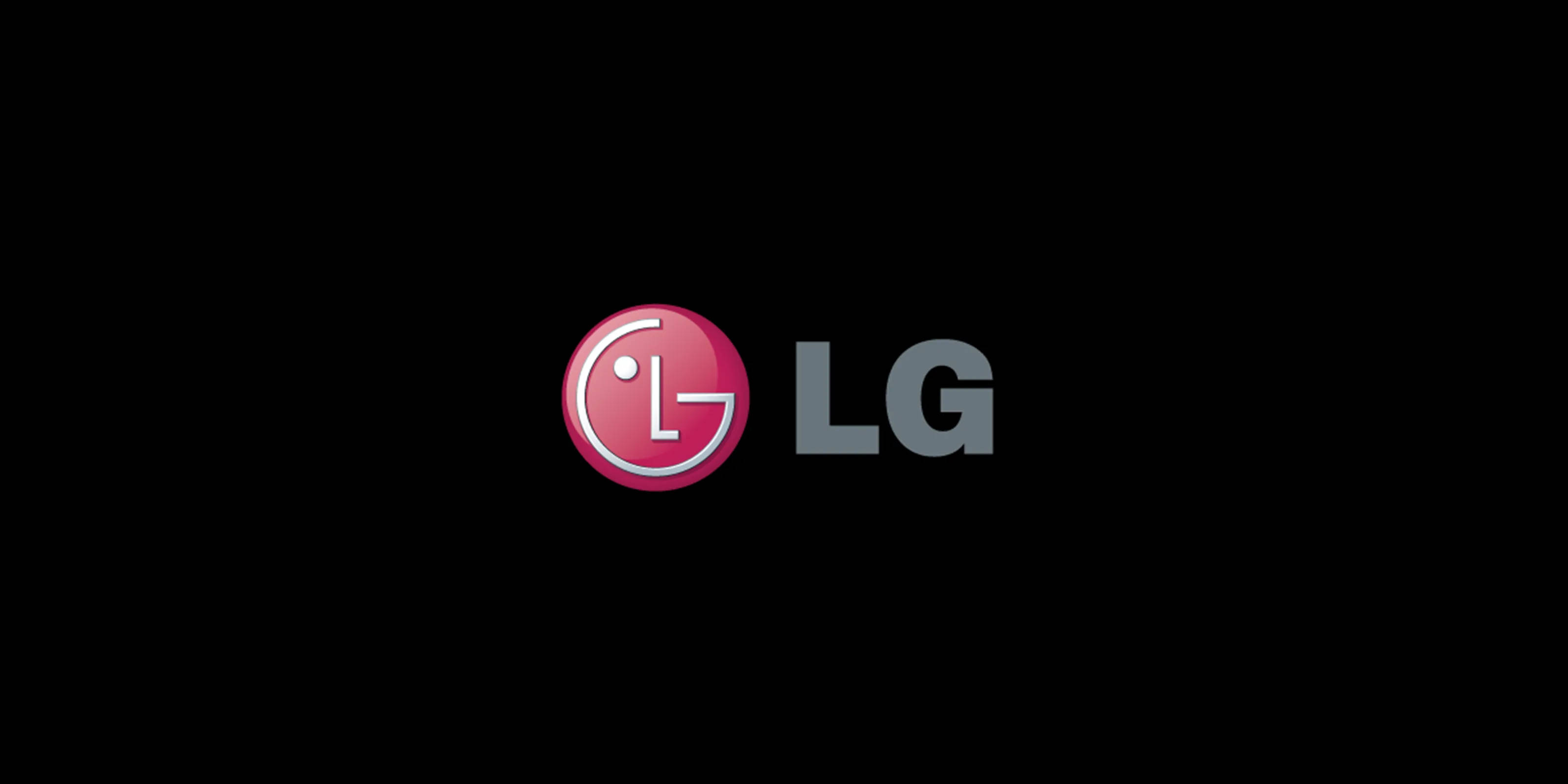 Brand 桌布 壁紙 — LG 標誌，紅色圓形徽章和灰色字母居中於黑色背景上。
