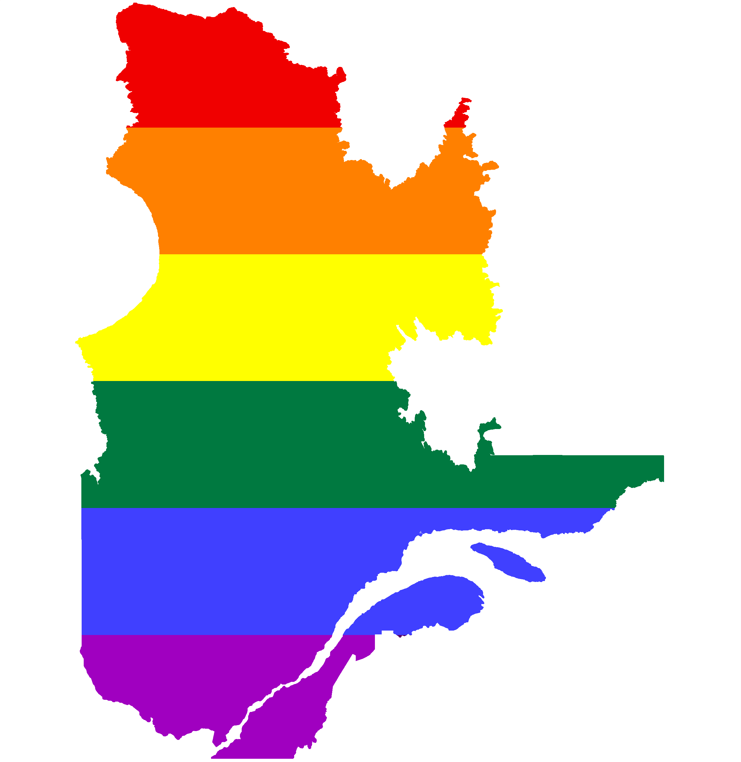 LGBTQ驕傲色彩地圖 壁紙 — 烏拉圭的剪影，填充了水平彩虹條紋，背景為黑色。