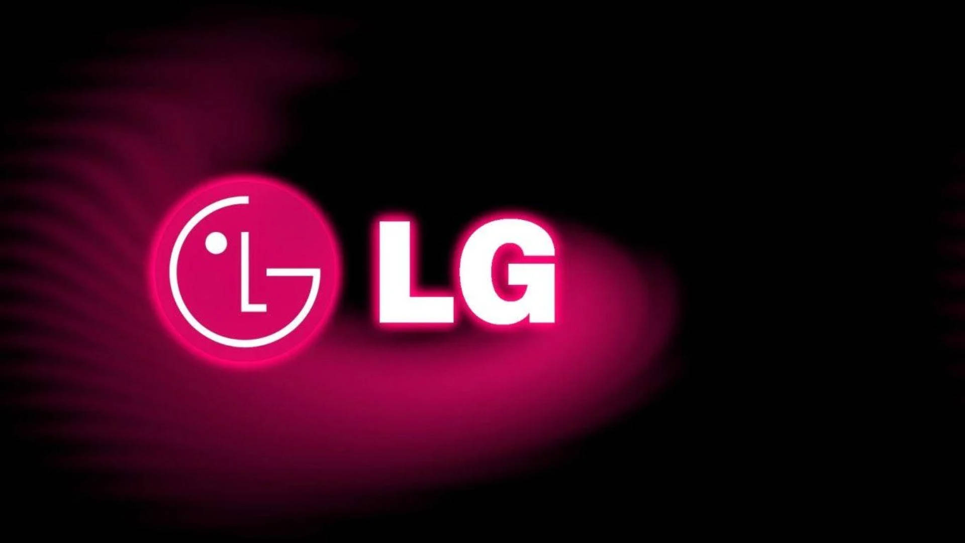 Brand 桌布 壁紙 — LG標誌在深色背景上發出鮮豔的粉紅色光芒，帶有微妙的徑向光線條紋。