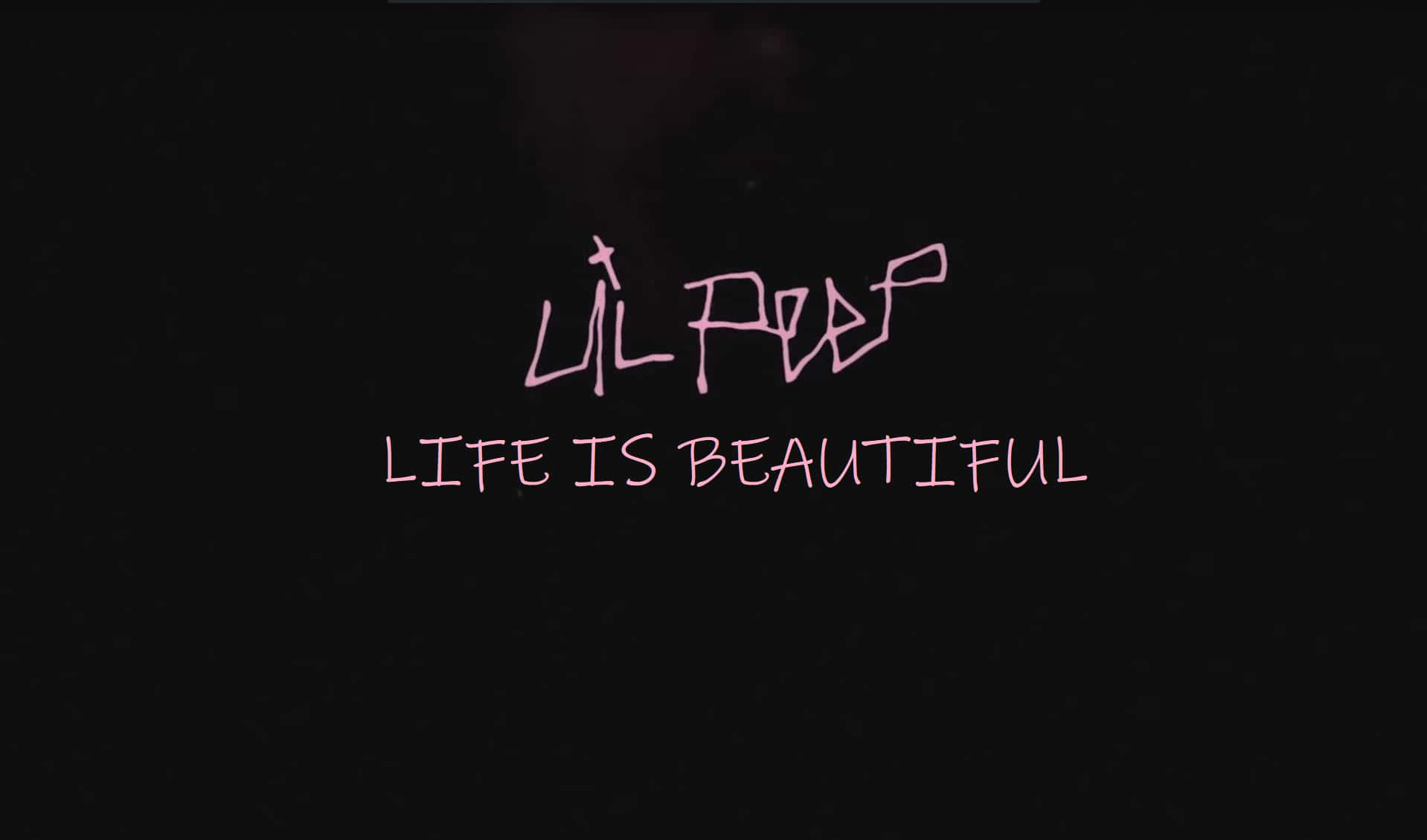 深色紋理背景上的粉紅色手寫文字 lil peep life is beautiful