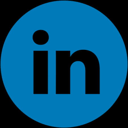 LinkedIn標誌藍色背景 壁紙 — 一個大膽的藍色圓形標誌，黑色小寫字母 'in' 居中，背景為黑色。