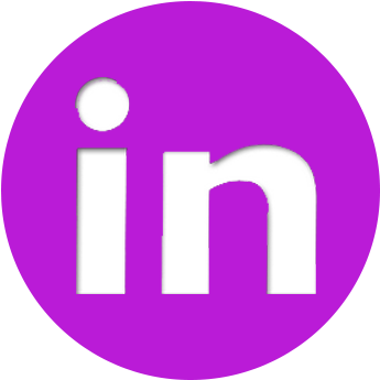 LinkedIn標誌圖示 壁紙 — 一個大膽的紫色圓形標誌，白色小寫字母 'in' 居中，背景為黑色。