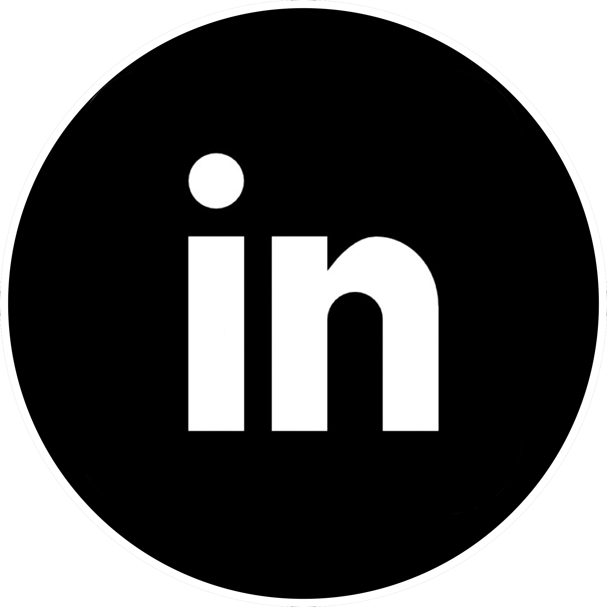 LinkedIn標誌黑色背景 壁紙 — 一個極簡的黑色圓圈，中央有白色 'in' 標誌，背景為白色。