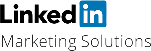 LinkedIn行銷解決方案標誌 壁紙 — LinkedIn 標誌，帶有白色點和灰色文字，背景為黑色。