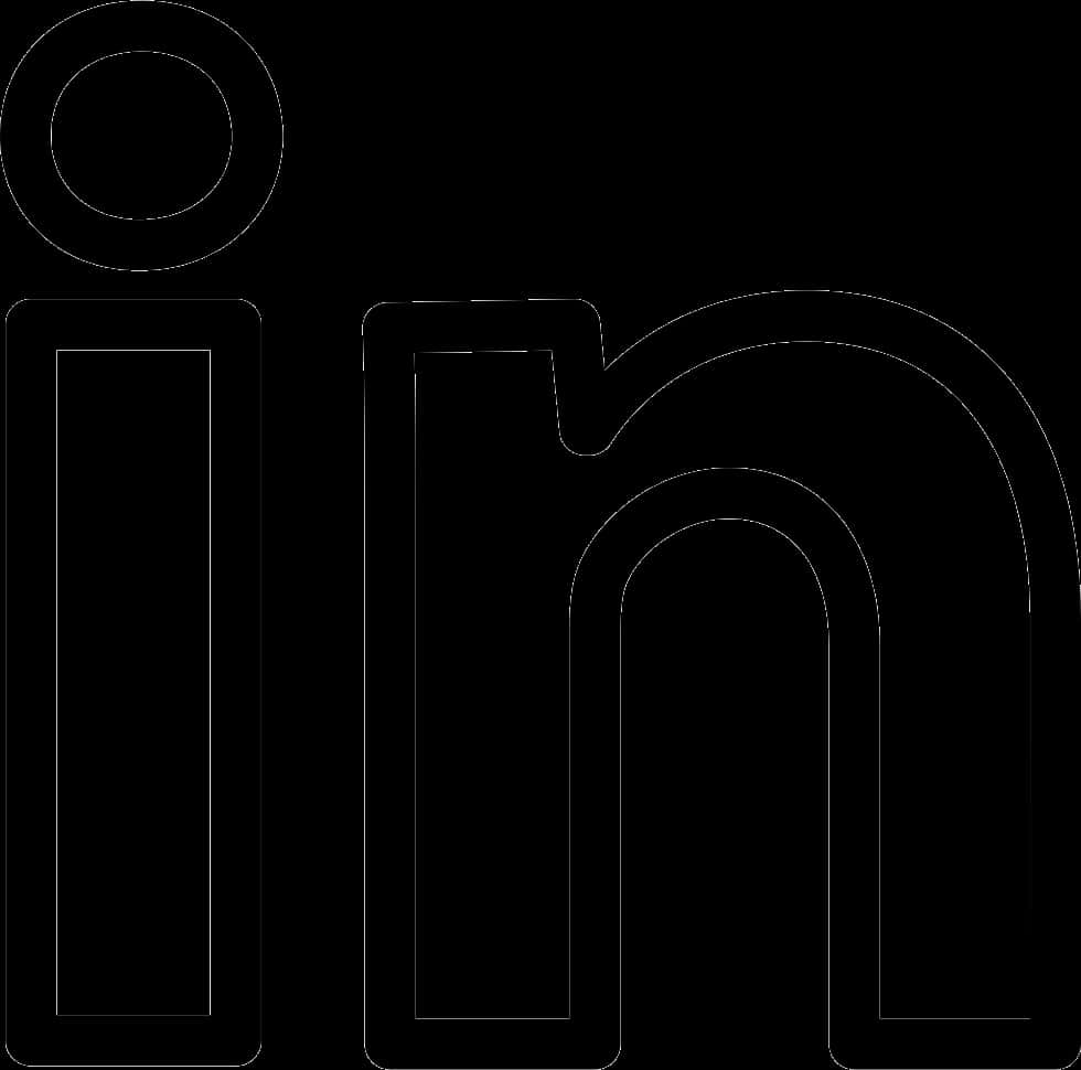 LinkedIn標誌線條版 壁紙 — 在純黑色背景上的LinkedIn標誌的極簡白色輪廓。
