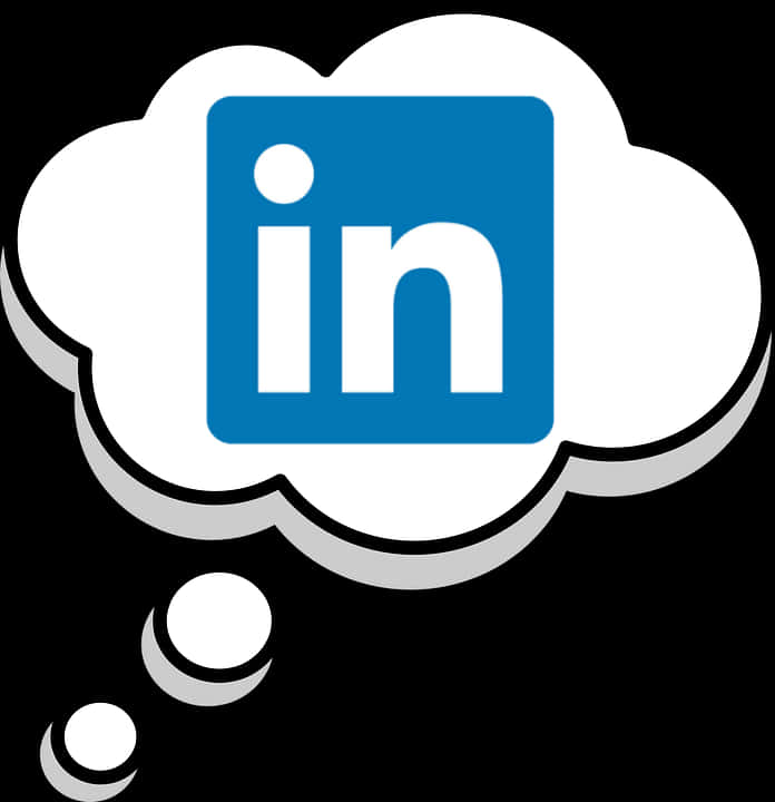 LinkedIn標誌雲朵插畫 壁紙 — 黑色背景上，一個帶有藍色LinkedIn標誌的白色對話框。