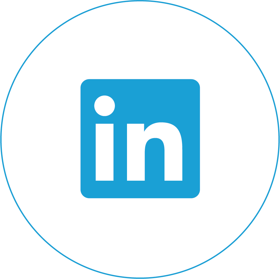LinkedIn標誌圖示 壁紙 — 一個極簡的藍色LinkedIn標誌，居中於白色背景上的幼藍色圓圈內。