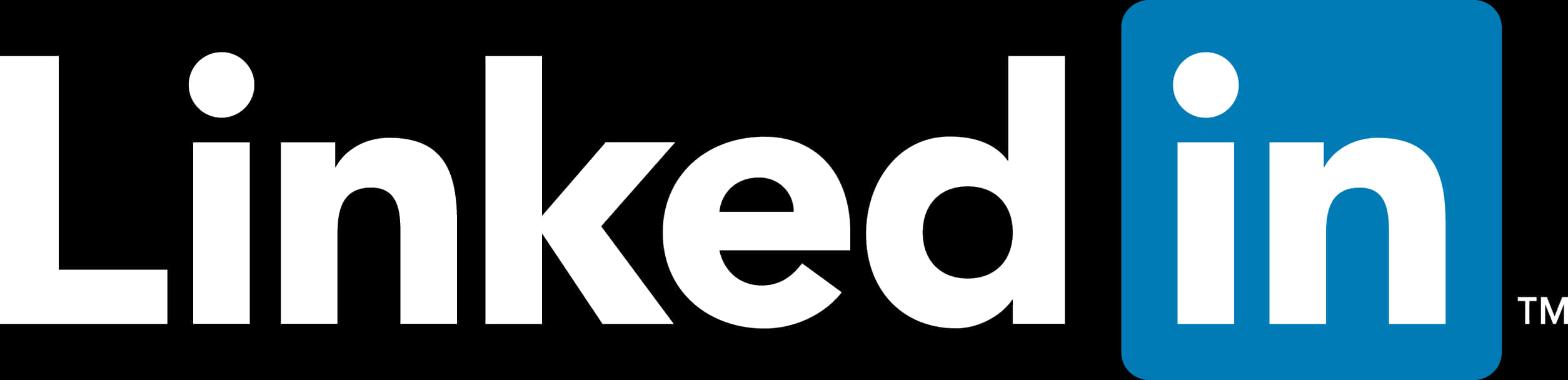 LinkedIn品牌標誌 壁紙 — LinkedIn 標誌以黑色背景上的粗體白色文字為特色，並有一個藍色正方形，內含小寫的 'in' 和商標符號。