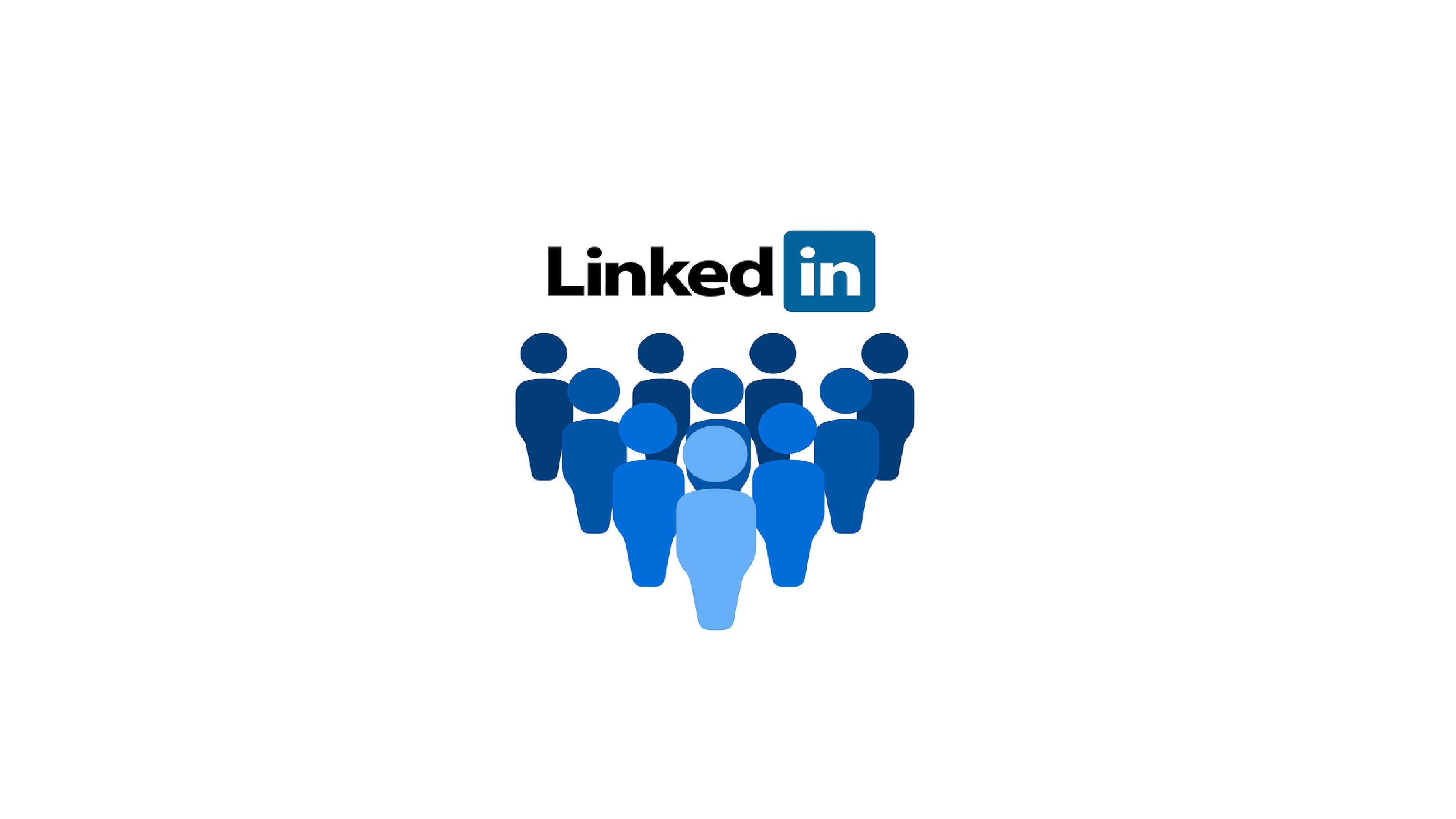 LinkedIn 專業網絡 壁紙 — 藍色 LinkedIn 標誌，下方有風格化人形組成心形圖案，白色背景。