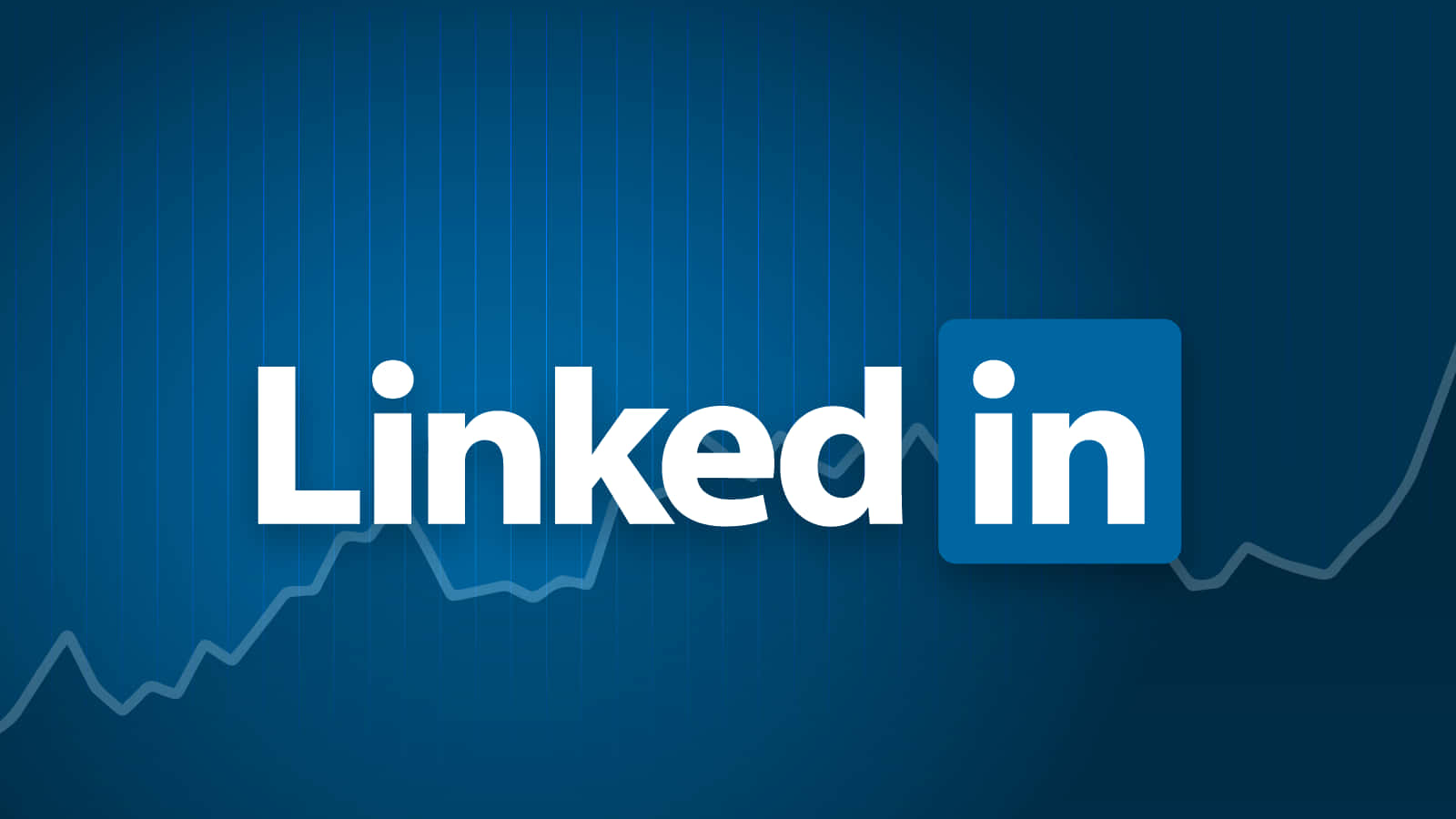 藍色背景上帶有上升圖表的LinkedIn標誌。