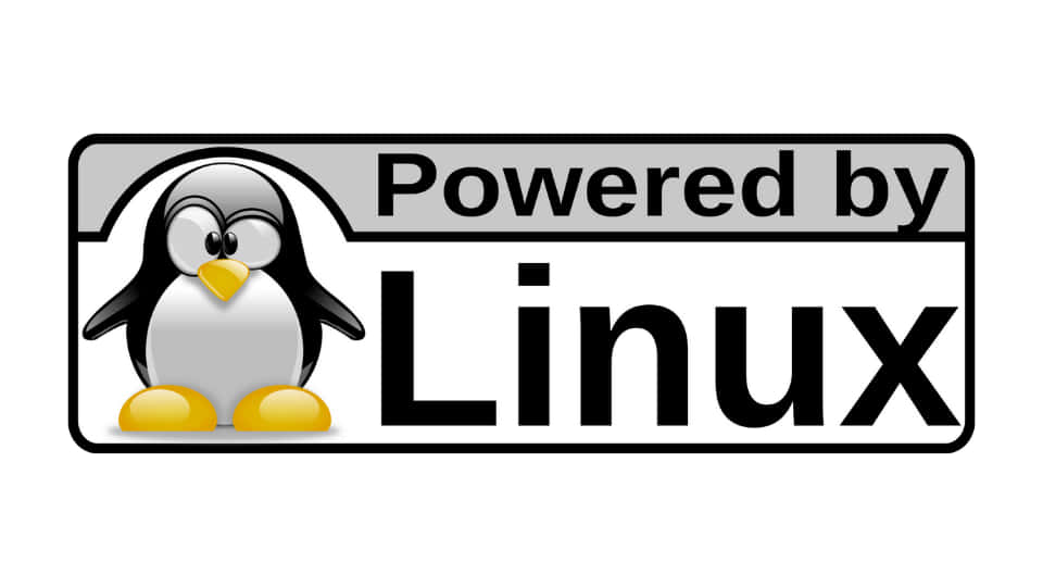 Linux 企鵝吉祥物標誌，附有文字 powered by Linux