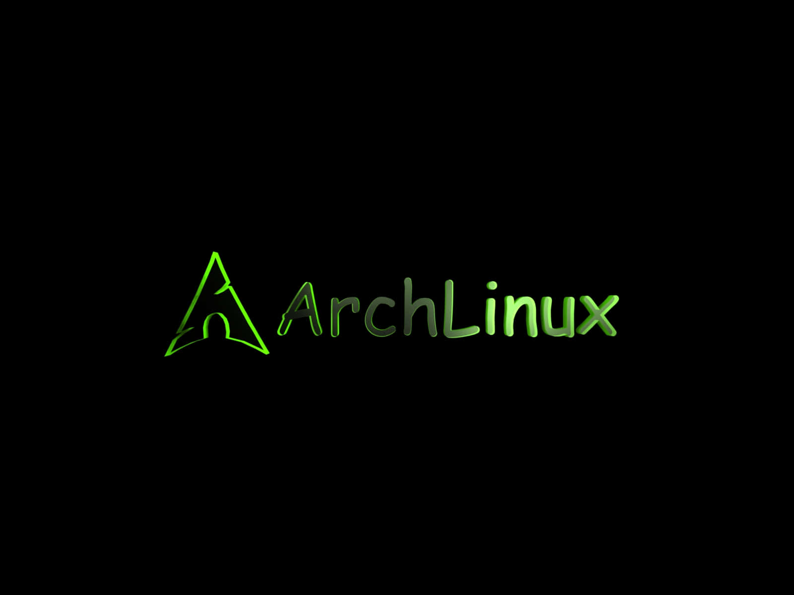 ArchLinux 標誌在黑色背景上發出綠色光芒