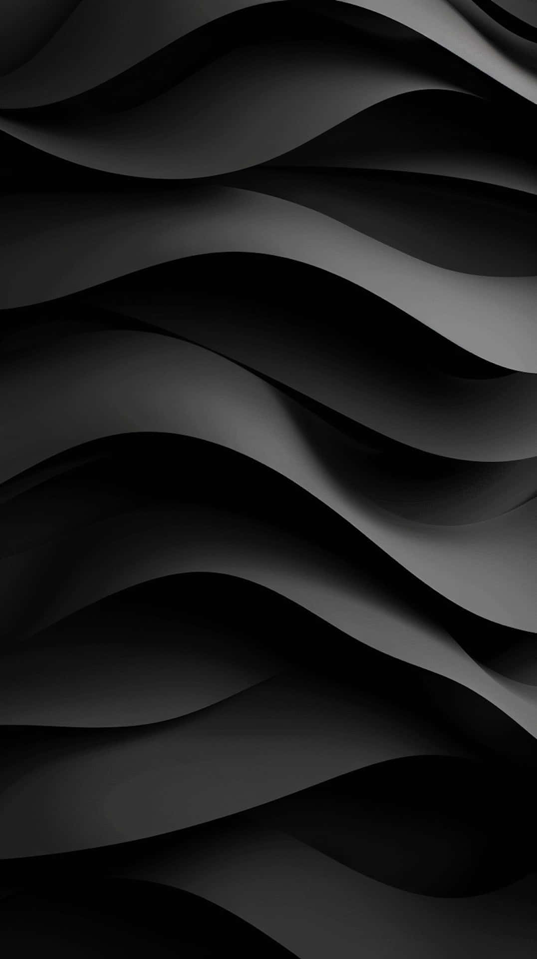 Black iPhone Xr 桌布 壁紙 — 流動的黑色和灰色波浪營造出帶有柔和陰影和流暢曲線的極簡抽象圖案。