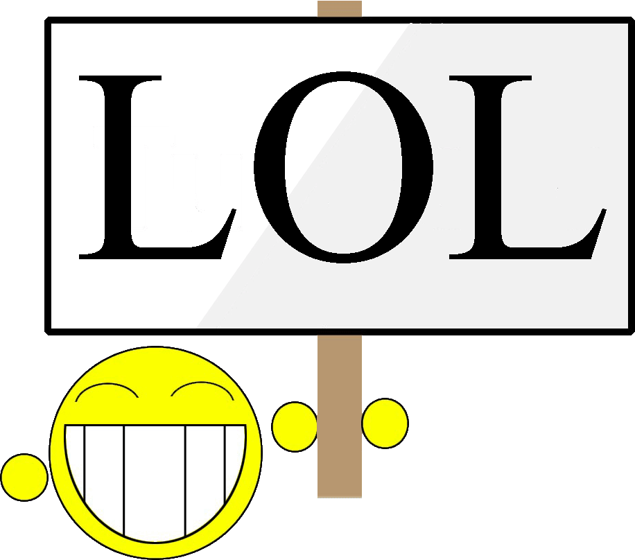 笑臉與LOL標誌 壁紙 — 一個大膽的黑色LOL標誌，下方有一個明亮的黃色笑臉表情符號，背景是 stark 黑色。