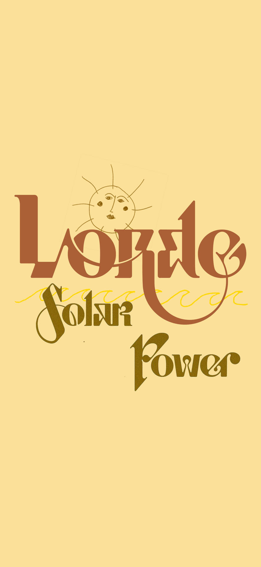 黃色背景上的Lorde Solar Power文字及太陽臉孔圖案