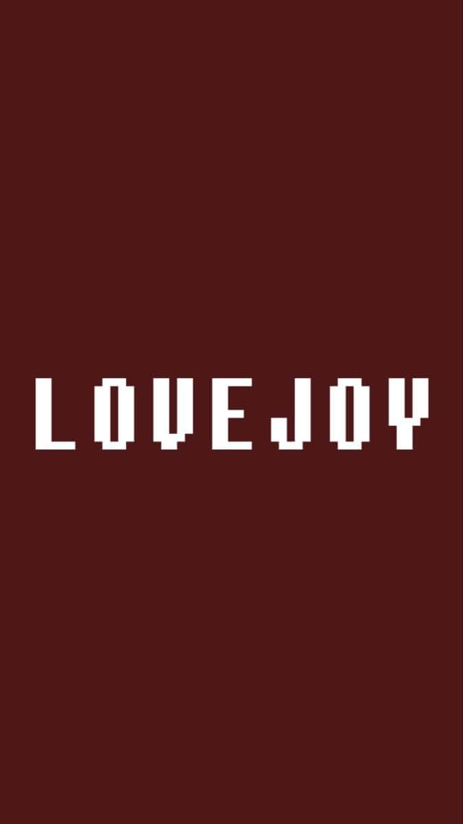Love Joy像素字體標誌 壁紙 — 粗體像素風格白色文字 LOVEJOY 居中顯示在純深酒紅色背景上。