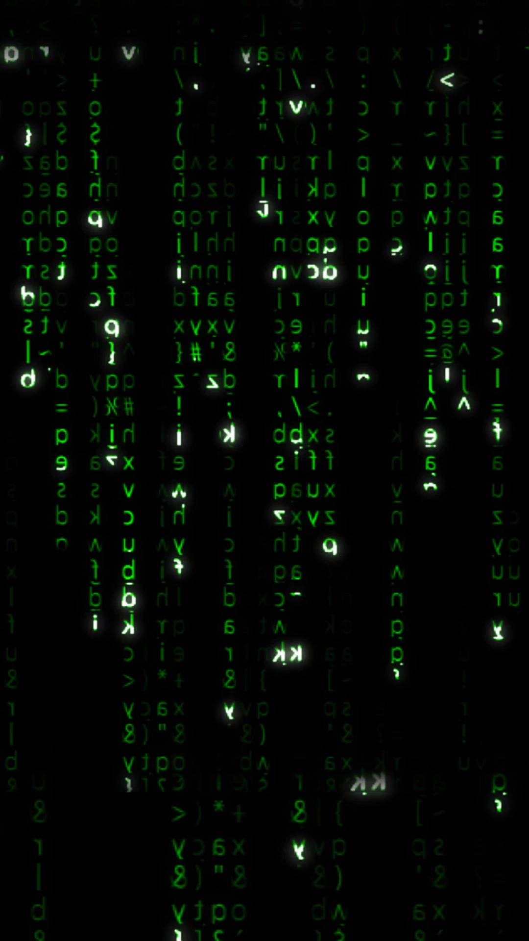 綠色數碼代碼像 Matrix 一樣落在黑色屏幕上。