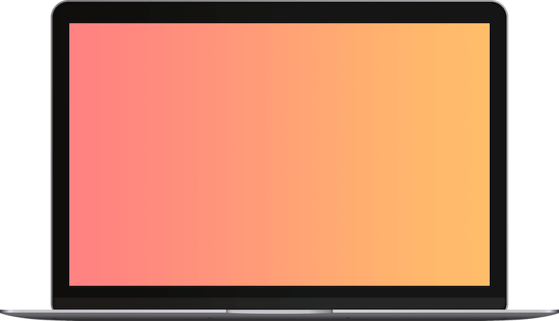MacBook Pro 彩色螢幕 壁紙 — 一部時尚筆記型電腦，螢幕呈現珊瑚色到橙色的漸變，背景為黑色。