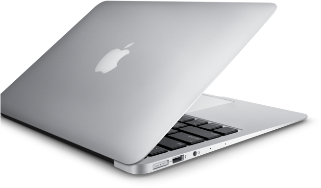 MacBook Pro 部分視角 壁紙 — 一部時尚的銀色 MacBook 筆記型電腦以一定角度打開，在純黑色背景上展示其鍵盤和標誌。