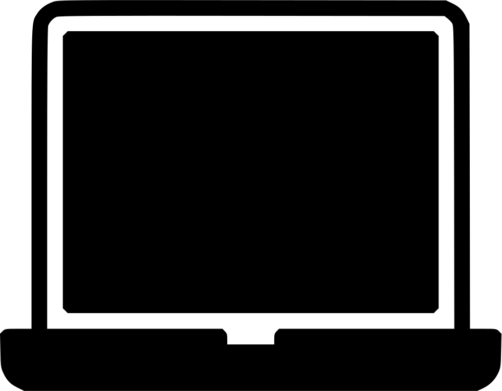 MacBook 黑色剪影向量圖 壁紙 — 一個打開屏幕的筆記型電腦的極簡黑白輪廓。