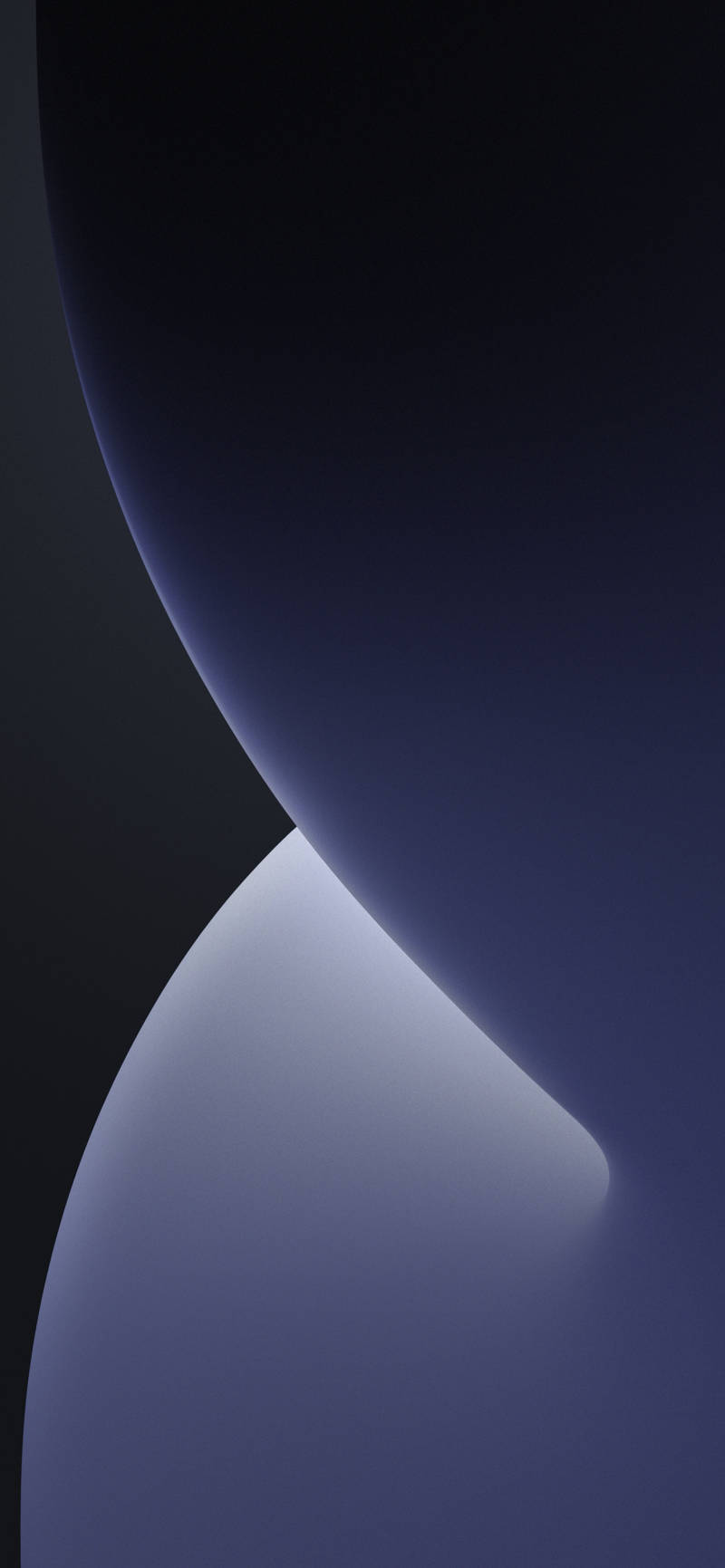 macOS Big Sur 兩道紫色曲線 壁紙 — 極簡抽象桌布，採用平滑彎曲形狀，漸變紫色和黑色，帶有柔和發光高光。