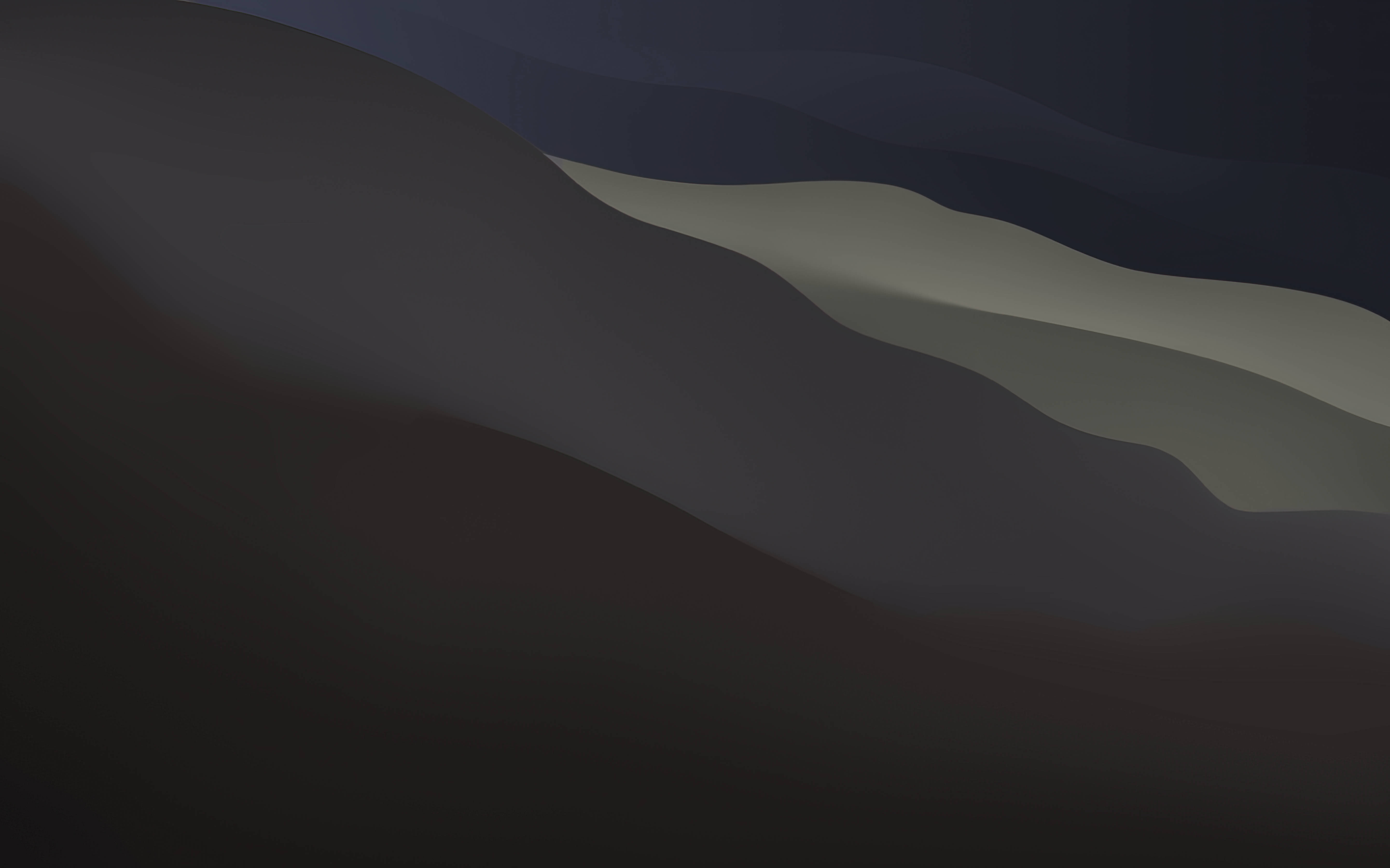 macOS Big Sur 深色抽象 壁紙 — 柔和灰色和深藍色的抽象數位藝術波浪，營造出寧靜的極簡主義景觀。