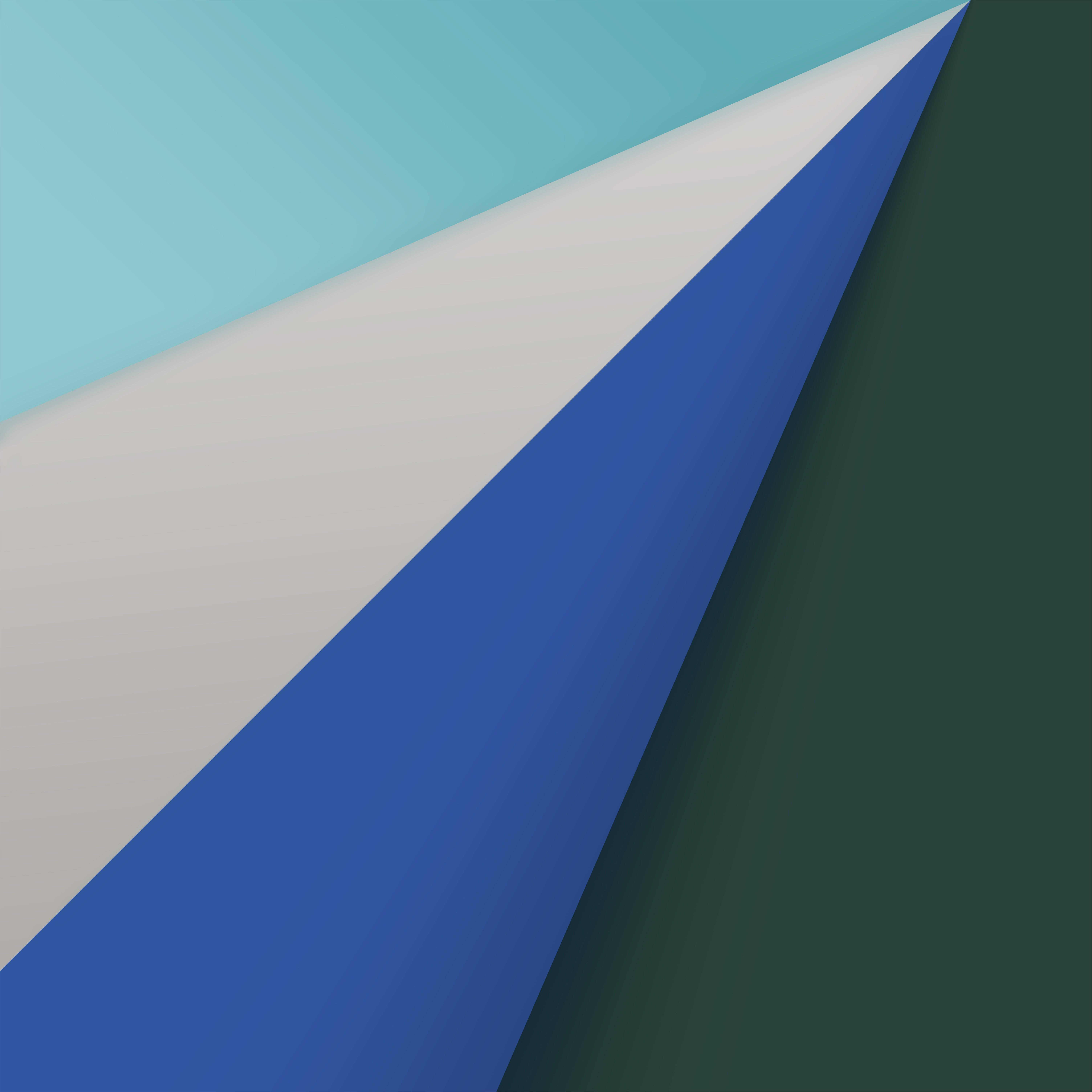 macOS Big Sur 線條設計 壁紙 — 一個極簡抽象構圖，由三個對角色平面組成，顏色為青綠色、白色和藍綠色，在一個尖點匯聚。