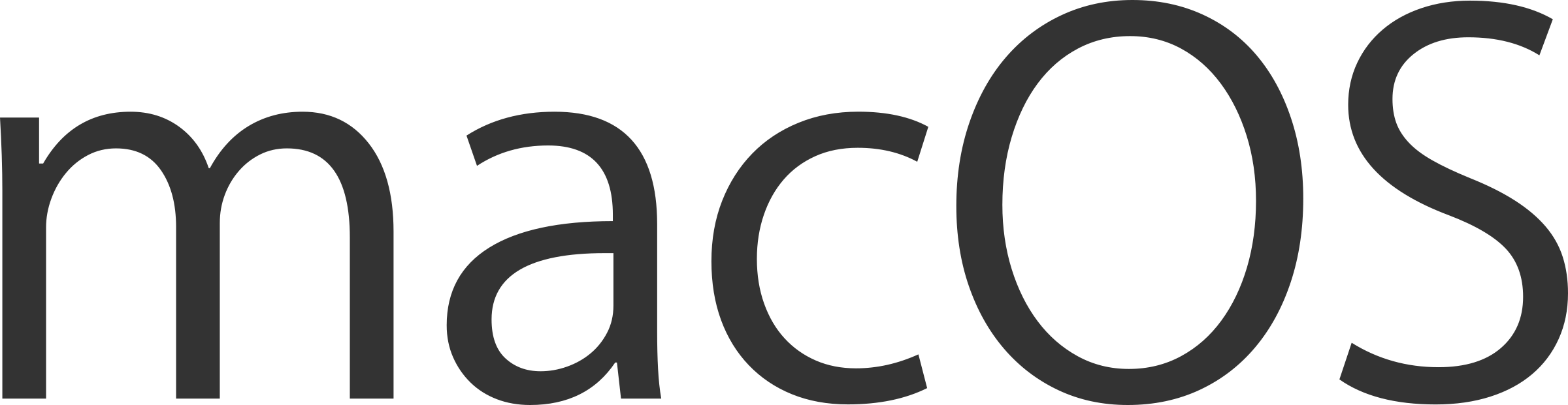 macOS 標誌圖形 壁紙 — 「macOS」一詞以時尚的灰色小寫字母呈現，背景為純黑色。