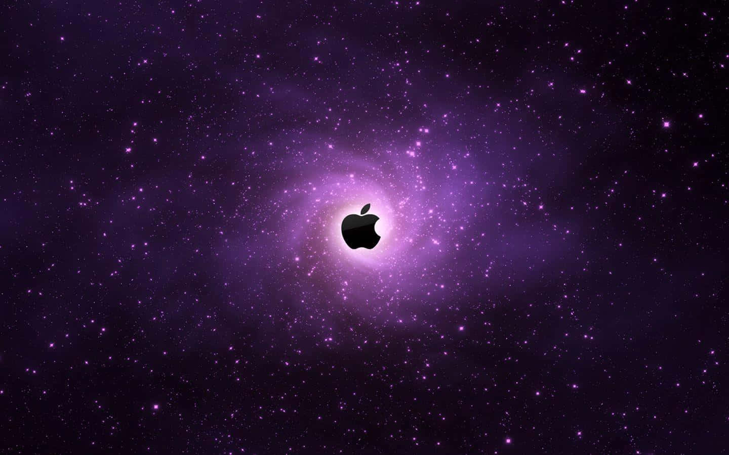 Apple標誌在紫色星雲中發光