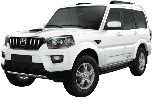 白色Mahindra Scorpio S U V 壁紙
