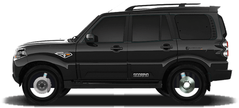 黑色Mahindra Scorpio S U V側面視角 壁紙