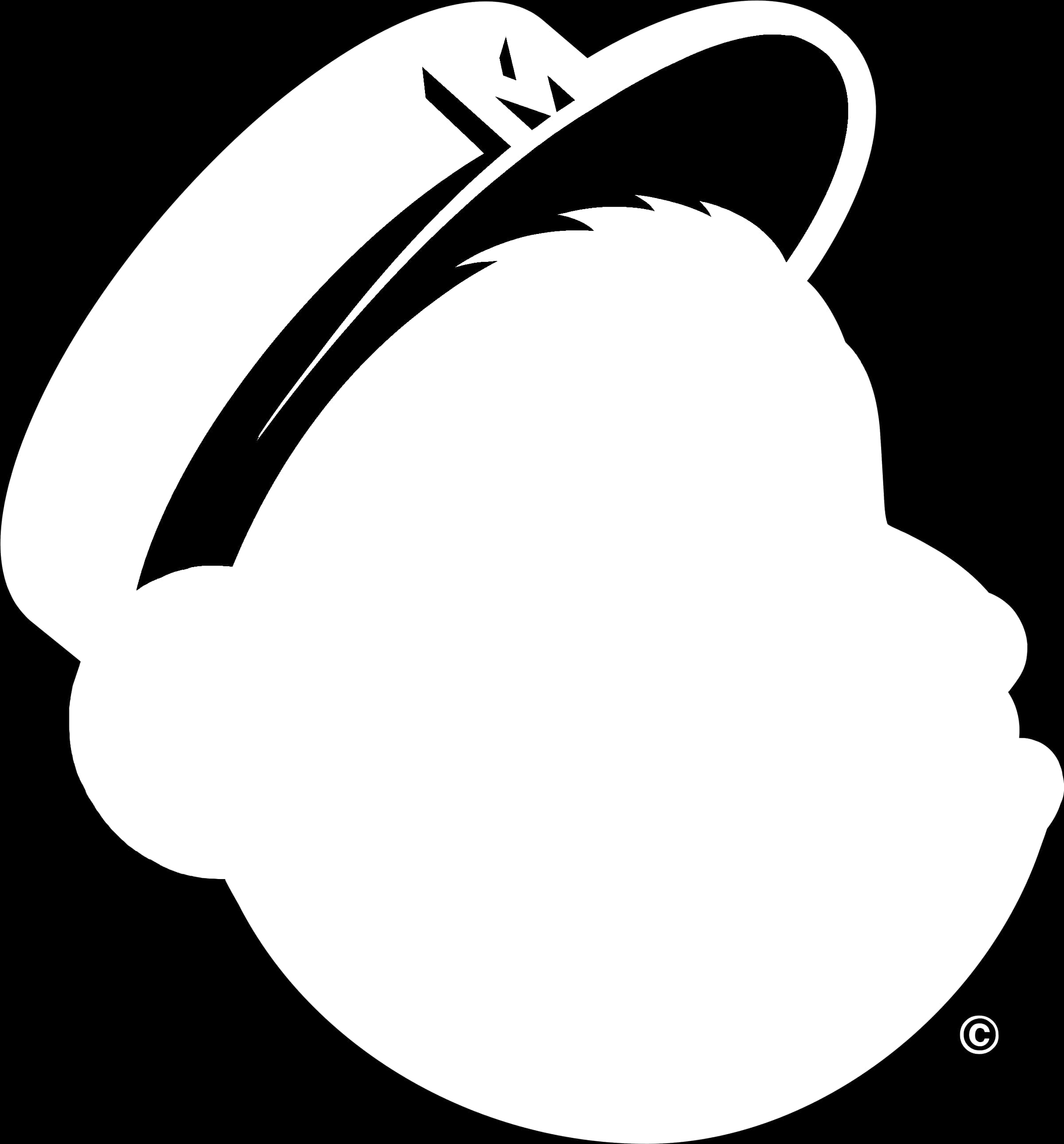 Mailchimp 黑白標誌 壁紙 — 一個戴著有星星的水手帽的卡通角色的鮮明黑白剪影。