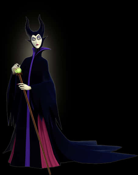 Maleficent 手持權杖與蘋果 壁紙