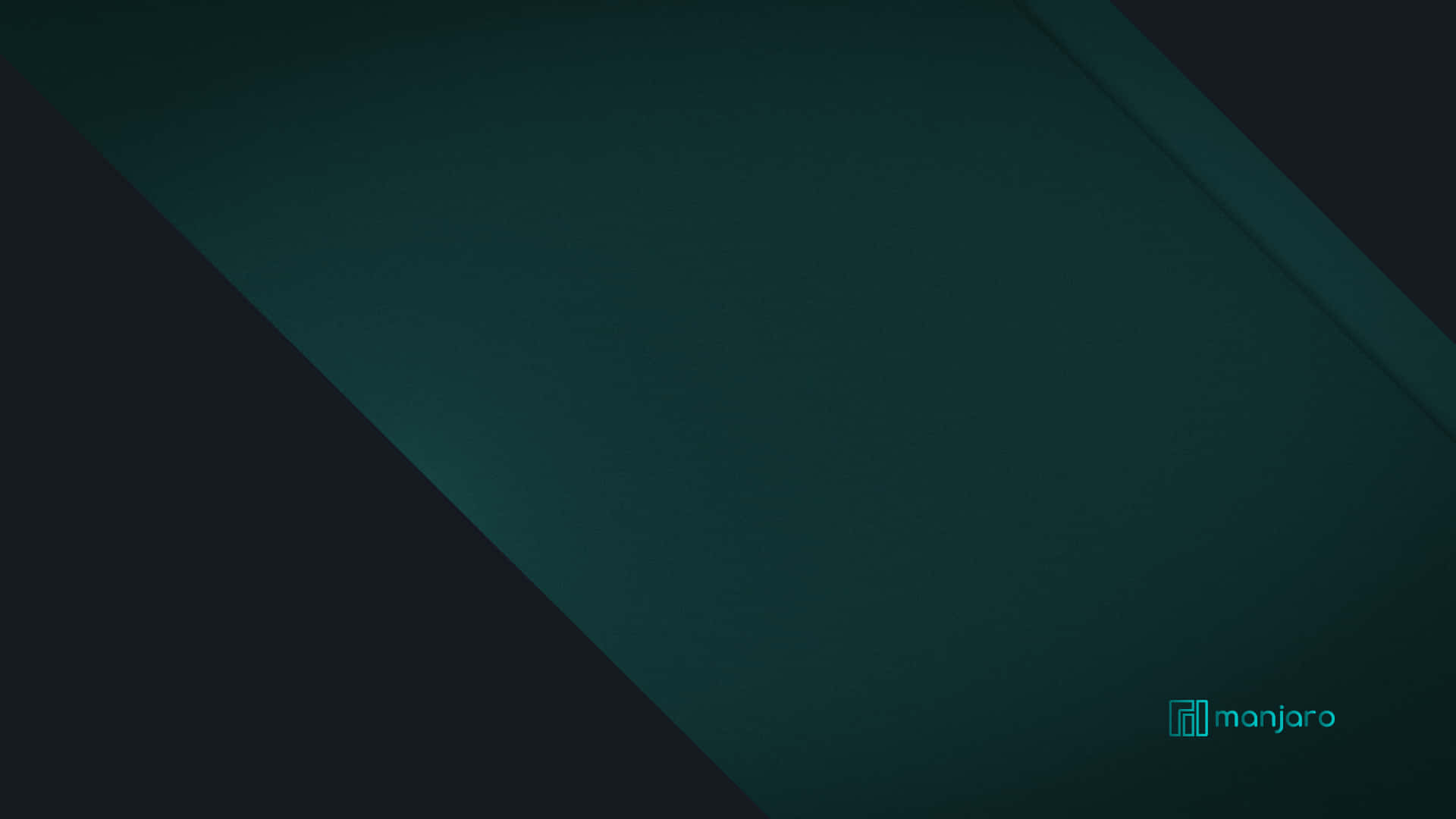 極簡青綠色和黑色漸變桌布，帶有 manjaro 標誌