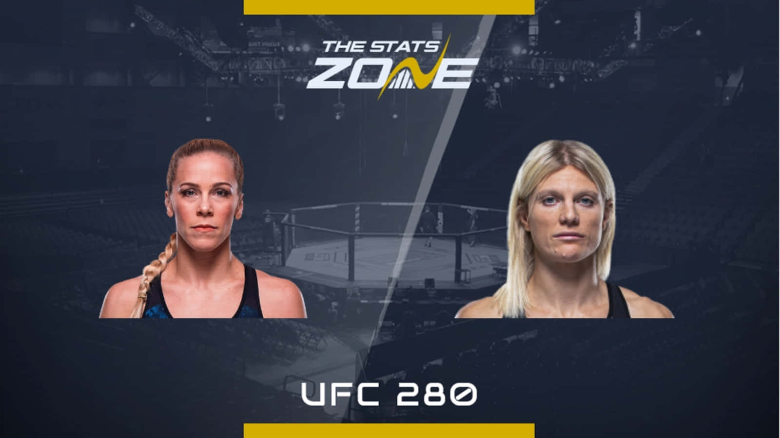 Manon Fiorot UFC 280 對戰頭像 壁紙 — 兩位女性UFC拳手在UFC 280的宣傳圖像中對峙，背景為黑暗的競技場。