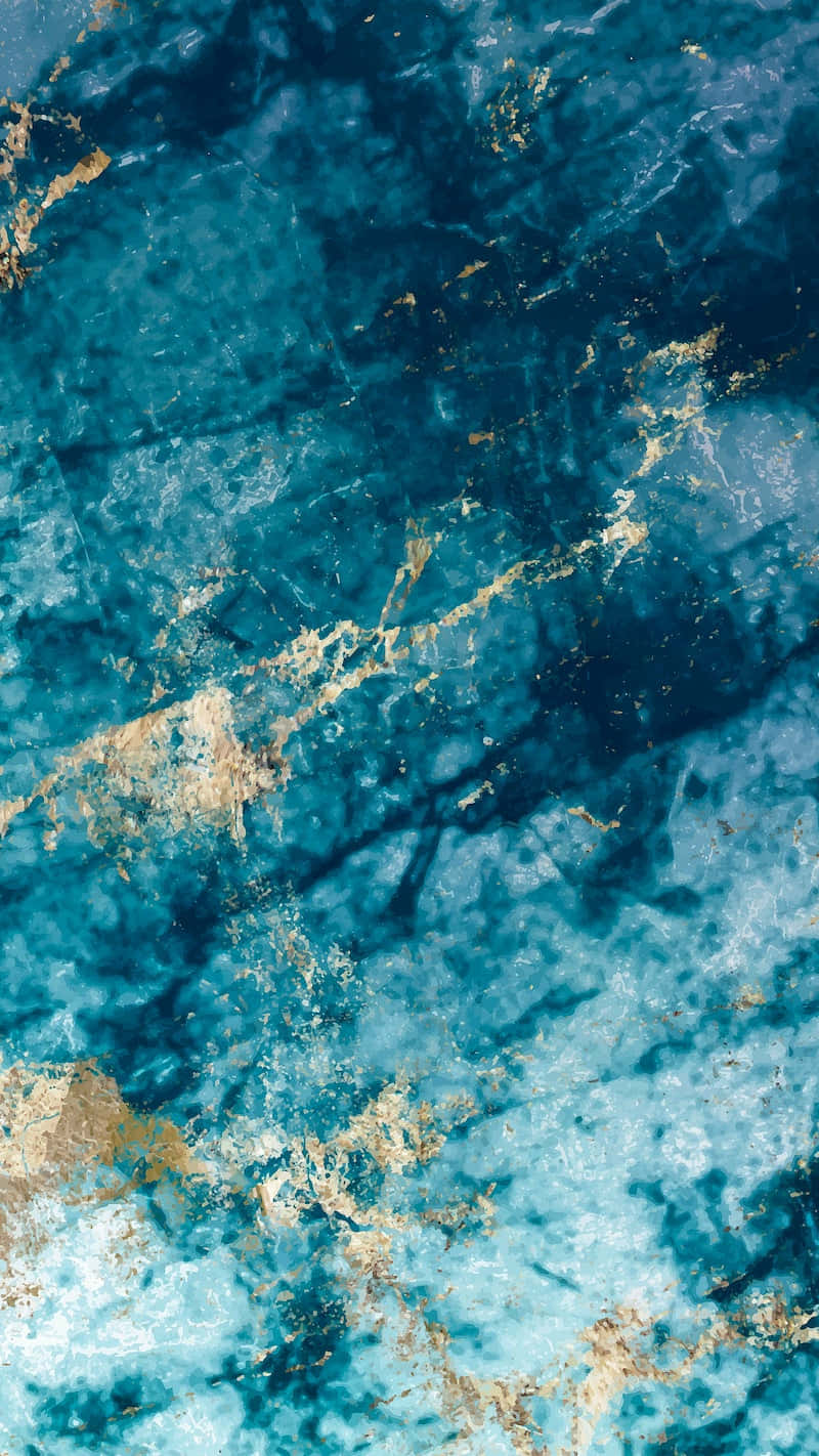磨損藍 Marble 背景 壁紙 — 奢華的抽象大理石圖案，帶有深藍色漩渦和閃爍的金色紋理。