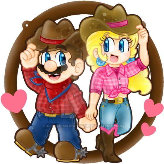 牛仔主題 Mario 與 Peach 壁紙