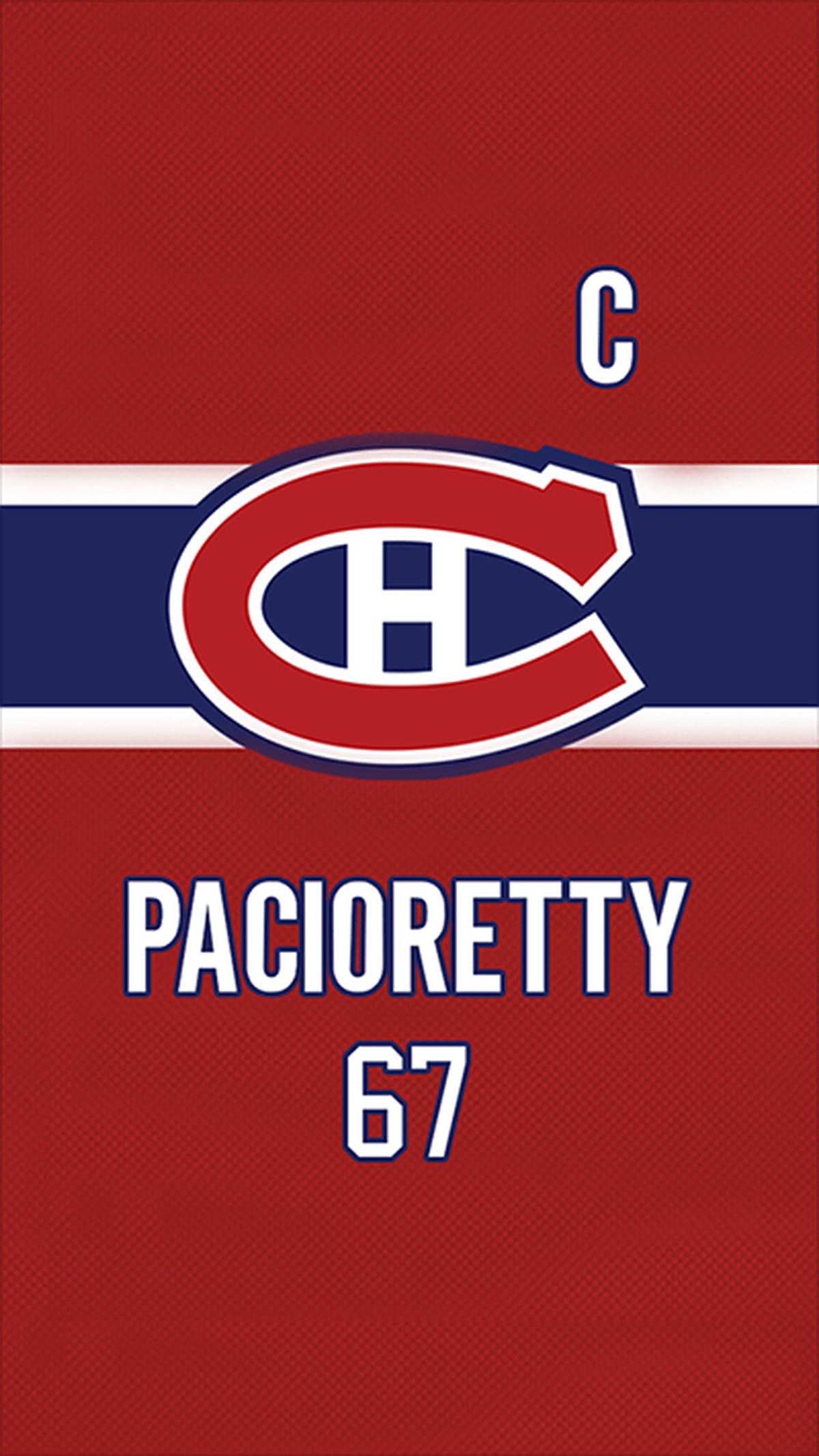 Max Pacioretty 蒙特利爾加拿大人隊隊徽球員 壁紙 — 一件大膽的紅色冰球球衣，印有蒙特利爾加拿大人隊標誌以及隊長Pacioretty的名字和號碼。