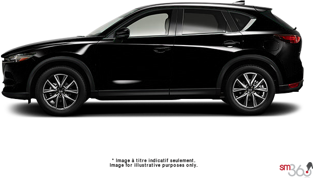 黑色Mazda CX-5側面視圖 壁紙 — 一輛時尚的黑色SUV在純黑色背景上以側面輪廓展示，帶有銳利的燈光高光。