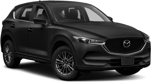 黑色Mazda跨界SUV 壁紙 — 在純黑色背景下，以工作室燈光展示的時尚磨砂黑色萬事得 CX-5 SUV。