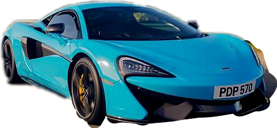 青綠色McLaren運動跑車 壁紙 — 一輛充滿活力的青色McLaren跑車，帶有黑色飾件和金色制動卡鉗，在透明背景上以側面展示。