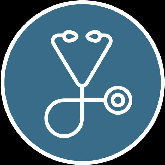 Medical Stethoscope Icon 壁紙 — 一個簡約的白色聽診器圖示，居中於帶白色邊框的青色圓形內。