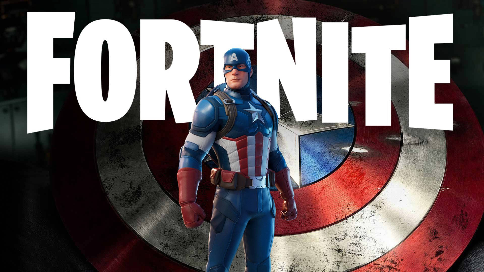 Fortnite 遊戲標誌中的美國隊長，盾牌背景